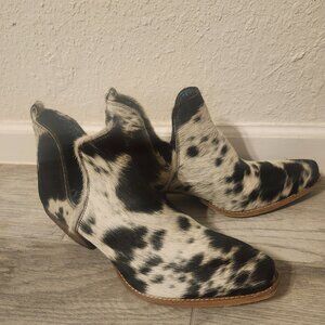 Cowhide/cowprint ankle cowboy boots -  Myra Brand Women's Size 11